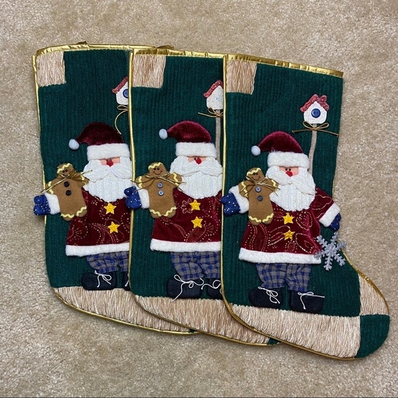 Set of 3 Santa Clause Stockings - Picture 1 of 7
